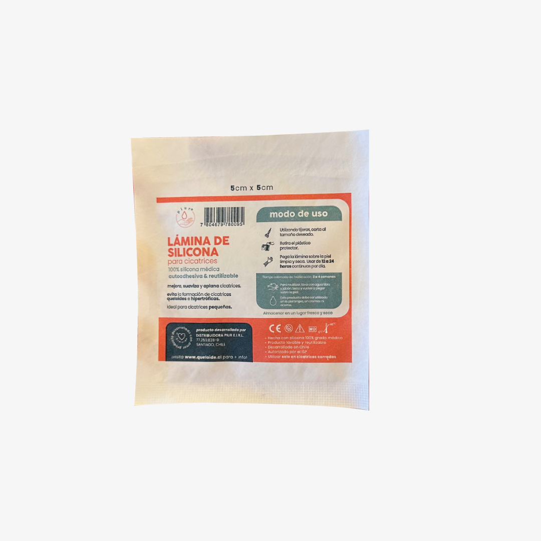 Lámina de silicona para cicatrices 5cm x 5cm (Transparente) PIUR®