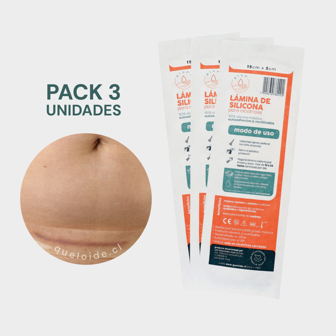 Lámina de silicona para cesárea: Pack de 3 Láminas de silicona 15cm x 3cm PIUR®