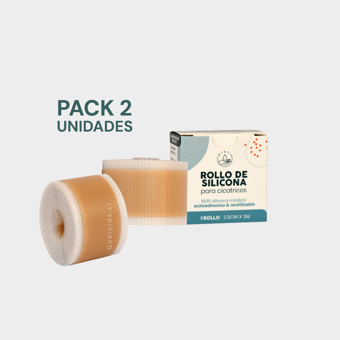 Pack 2 Rollos de silicona para cicatrices (Beige) 2,5cm x 3m PIUR®